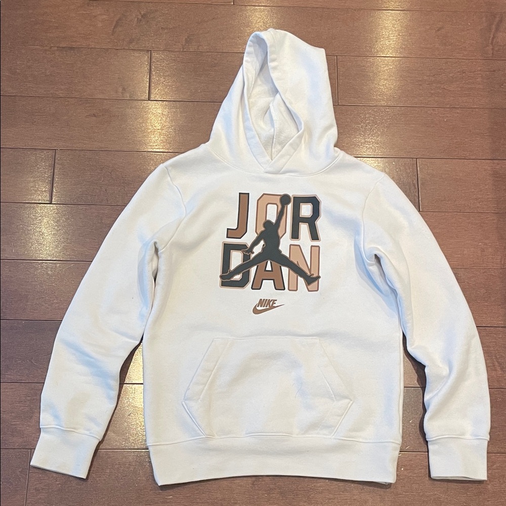 Jordan White Hoodie with Red Logo